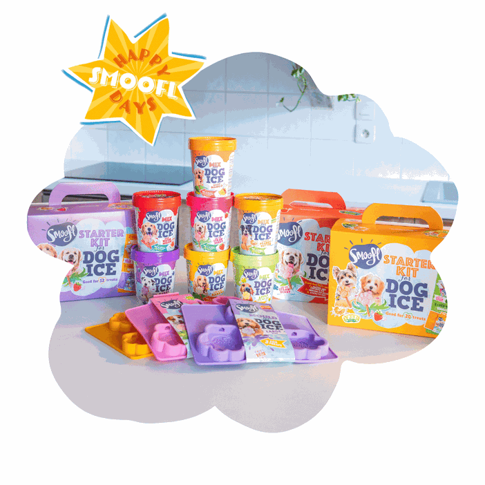 The Smoofl range of dog ice mixes, starter kits and moulds